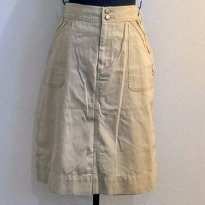 St. John's Bay Tan Midi A-Line Skirt with Front Patch Pockets